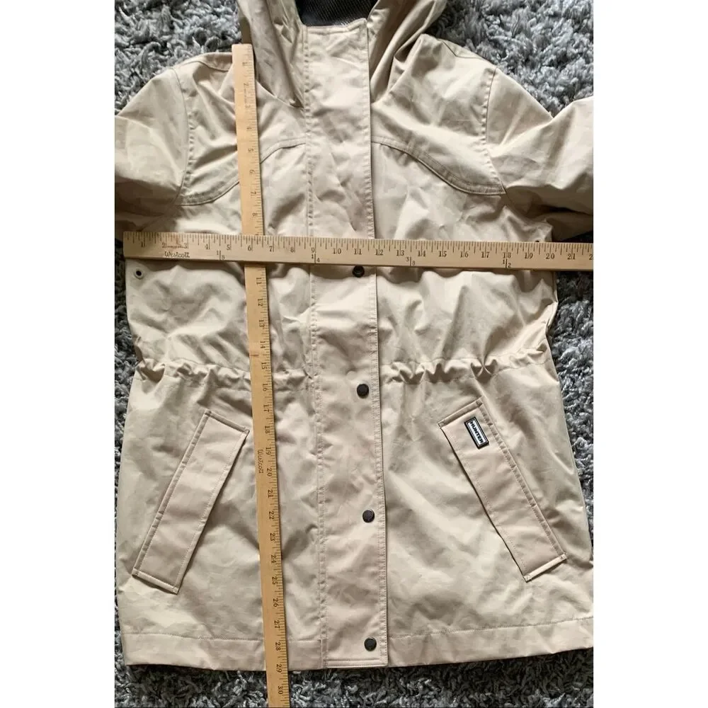 NEW NWOT Hunter Adela Cinched Waist TAN Rain Jacket Coat sz S